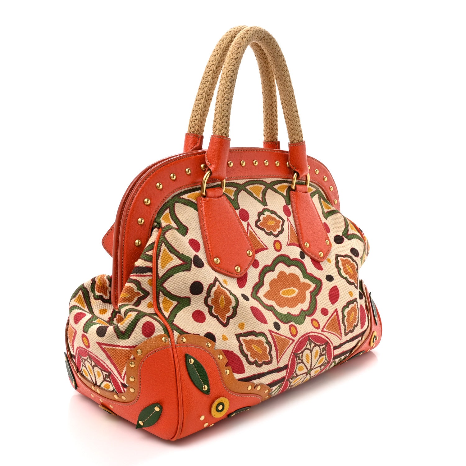 Prada Canapa Stampata Frame Bag Papaya 3 of 15