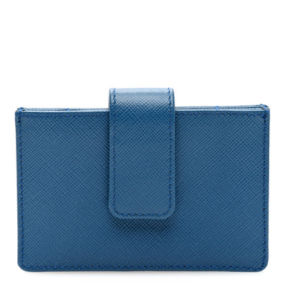Prada Saffiano Triangle Accordion Card Case Blue 1 of 6