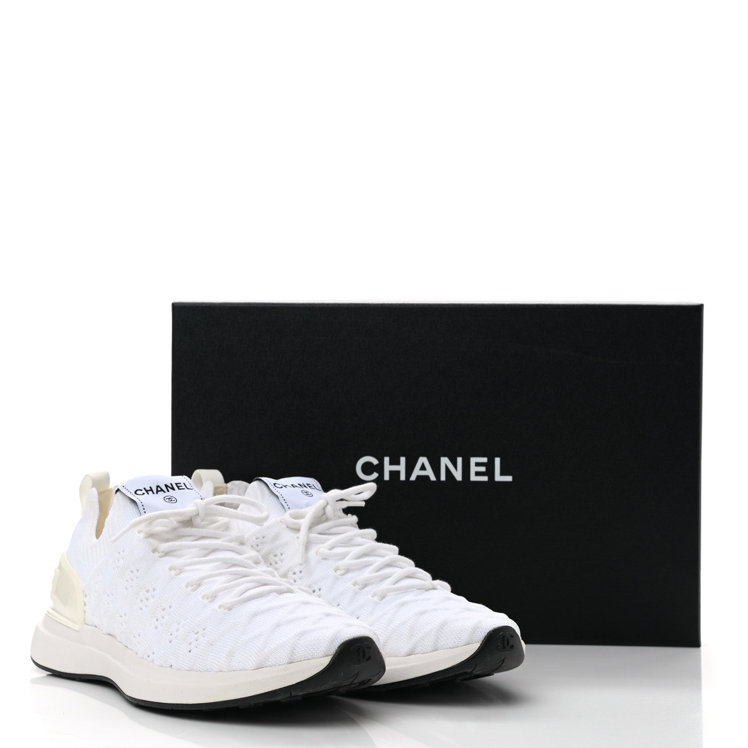Chanel Mixed Fibers Quilted Womens CC Sneakers 39 White 7 of 7