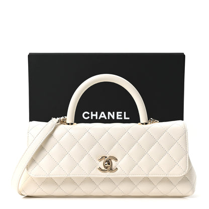 Chanel Caviar Quilted Maxi East West Coco Handle Flap White 10 of 10