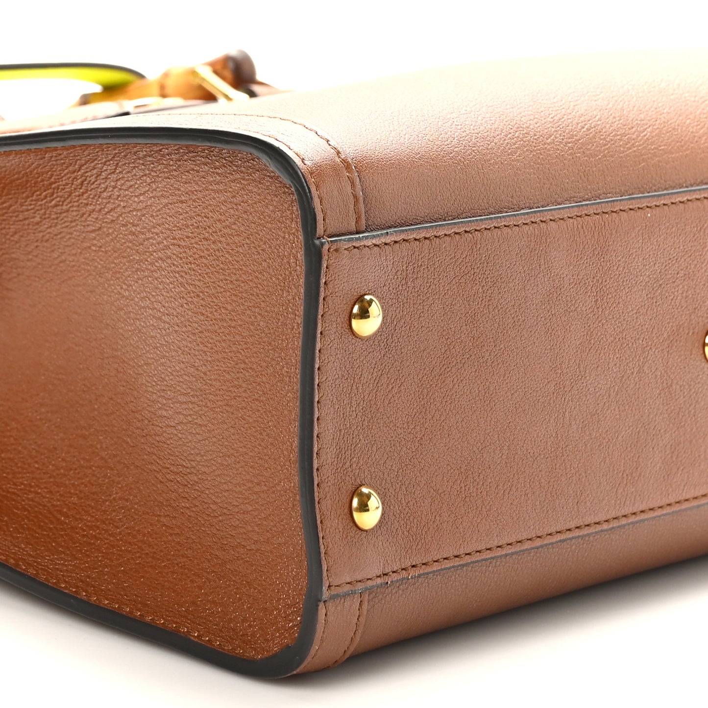Wonka Grain Calfskin Small Diana Tote Bag Cuir Yellow Fluo