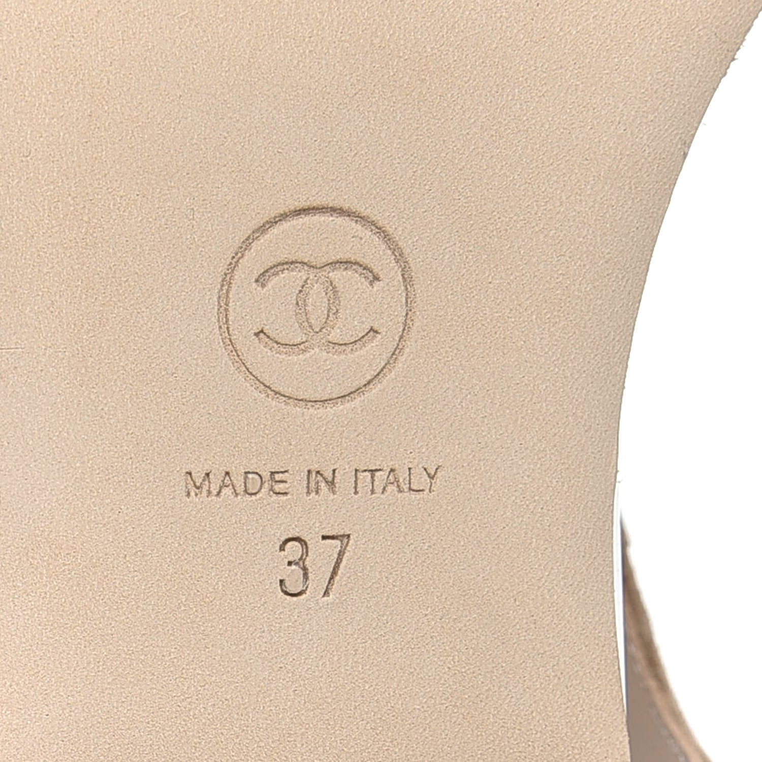 Chanel Suede Calfskin Chain Thong Sandals 37 Beige 5 of 5