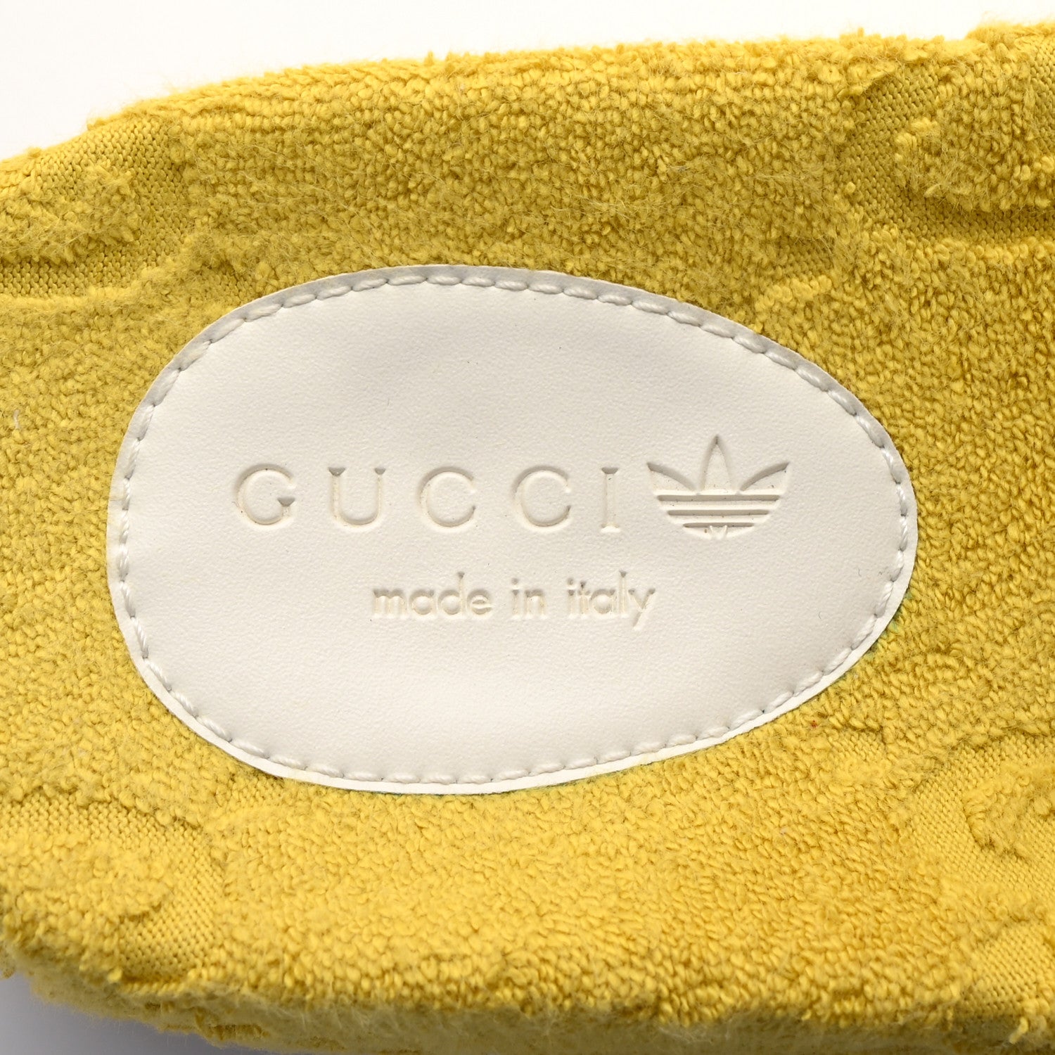 Gucci X ADIDAS Magic Sponge Terry Cloth Trefoil GG Monogram Womens Platform Sandals 39 Smile Yellow Off White 8 of 8