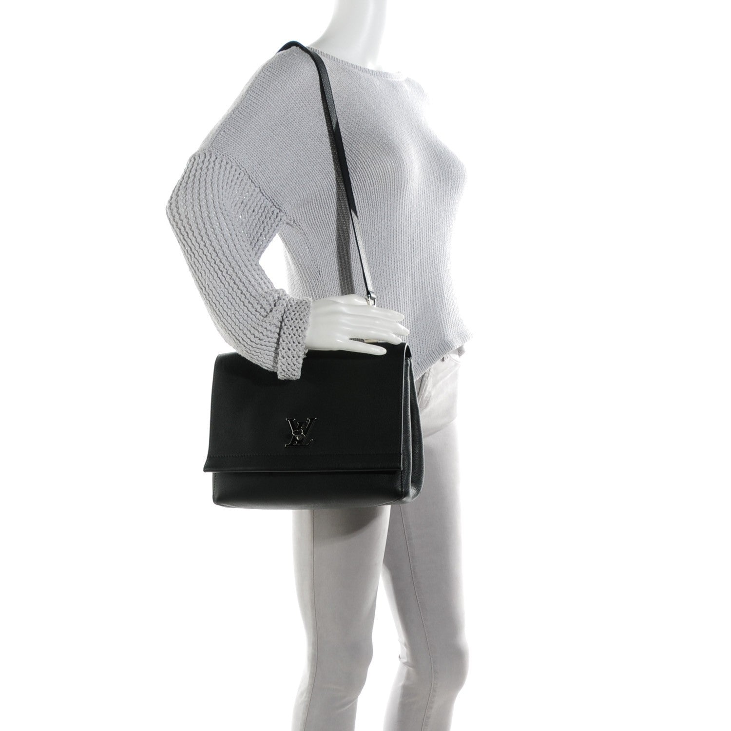 Louis Vuitton Calfskin Lockme II Top Handle Black 2 of 8