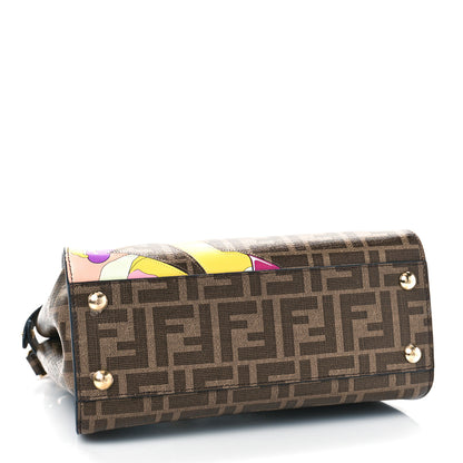 Fendi Glazed Fabric Vitello FF 1974 Hairdo Girls Inlay Mini Peekaboo Iconic Satchel Mogano Panna Multicolor 4 of 8