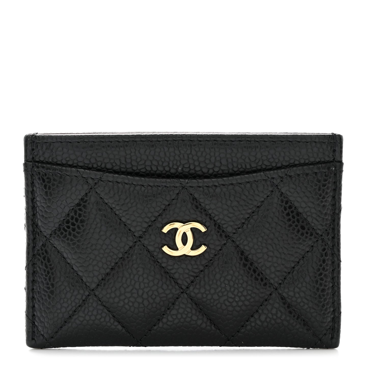 Caviar Quilted Card Holder Black