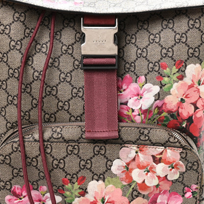 Gucci GG Supreme Monogram Blooms Medium Single Buckle Backpack Beige Multicolor Dry Rose 14 of 18