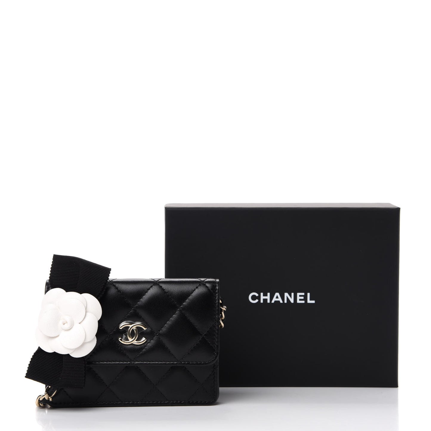 Lambskin Quilted My Chanel Lady Card Holder On Chain Black