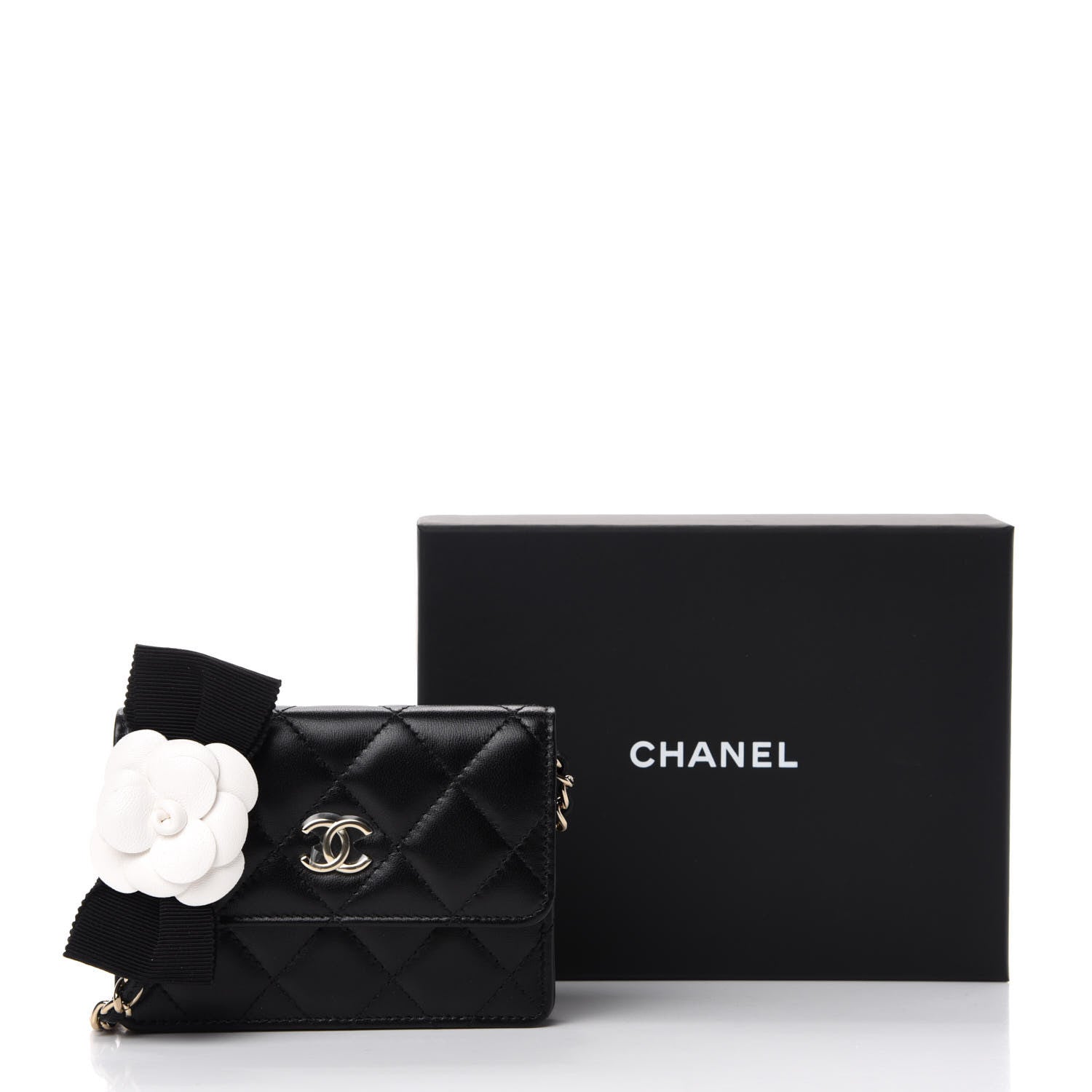Chanel Lambskin Quilted My Chanel Lady Card Holder On Chain Black 13 of 13