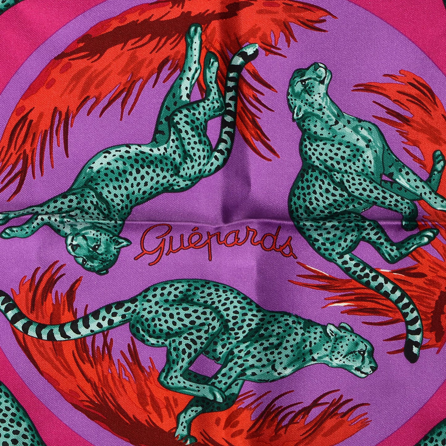 Silk Guepards Scarf 90