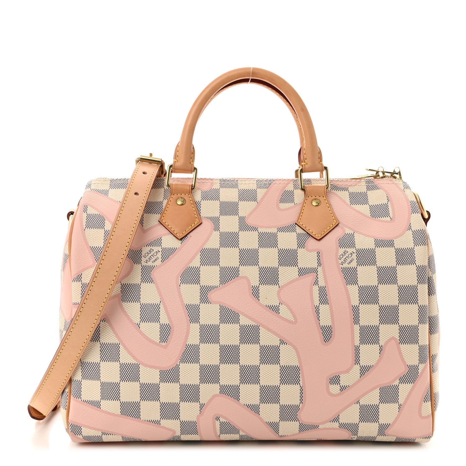 Louis Vuitton Damier Azur Tahitienne Speedy Bandouliere 30 Rose Ballerine 1 of 10