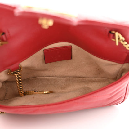 Gucci Calfskin Matelasse Super Mini GG Marmont Shoulder Bag Hibiscus Red 5 of 11