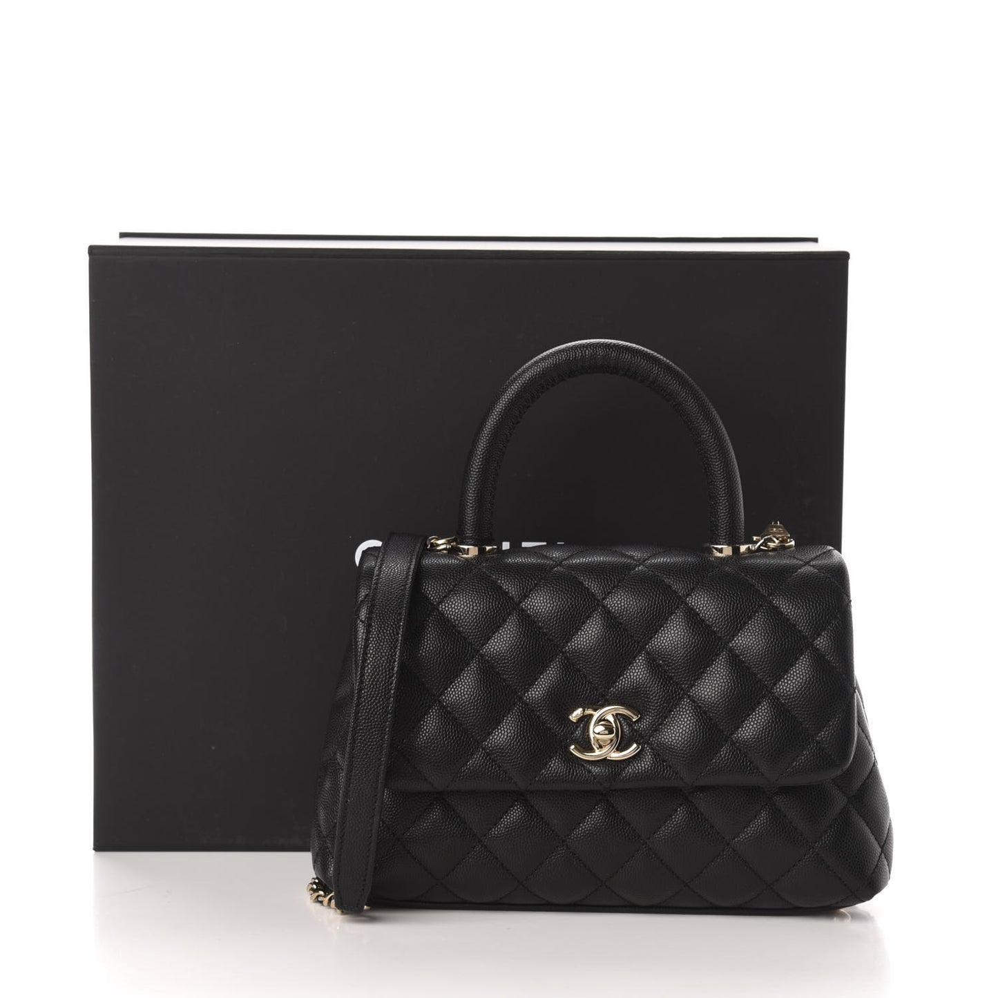 Caviar Quilted Mini Coco Handle Flap Black