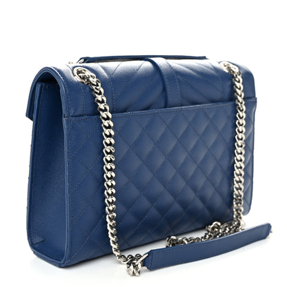Saint Laurent Grain De Poudre Textured Mixed Matelasse Triquilt Medium Monogram Satchel Denim 3 of 9