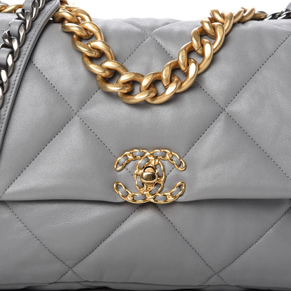 Chanel Goatskin Quilted Large Chanel 19 Flap Grey 10 of 11