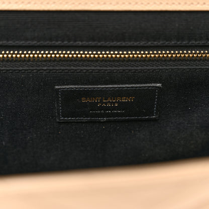 Saint Laurent Grain De Poudre Matelasse Chevron Large Monogram Satchel Dark Beige 5 of 9
