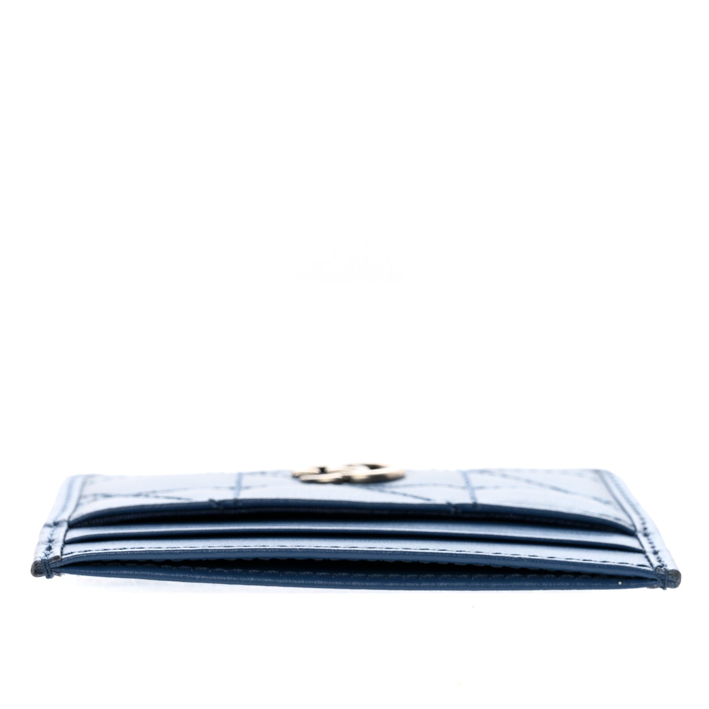 Calfskin Matelasse Aria GG Marmont Card Holder Clear Blue