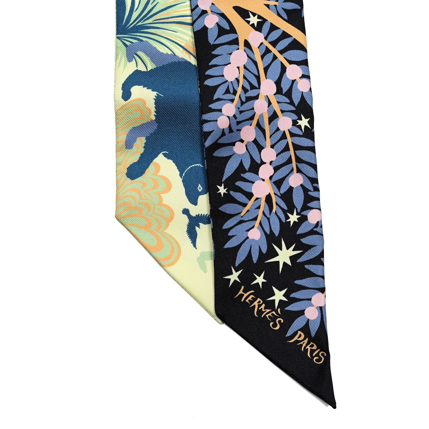 Hermes Silk Sous Le Charme D Orphee Twilly Bleu Black Jaune Soufre 2 of 4