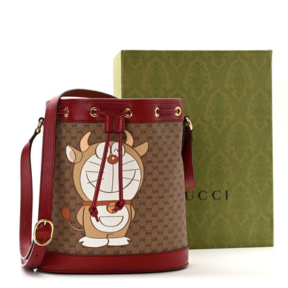 Gucci X DORAEMON Vintage GG Supreme Monogram Small Bucket Bag Beige Cherry Red 13 of 13