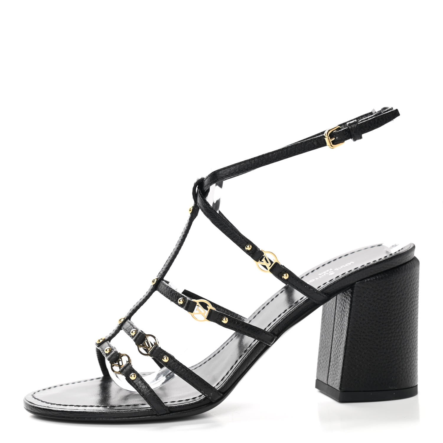Louis Vuitton Calfskin Roma Sandals 37.5 Black 1 of 8