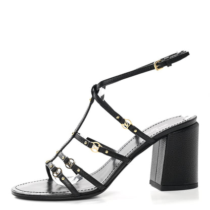Louis Vuitton Calfskin Roma Sandals 37.5 Black 1 of 8