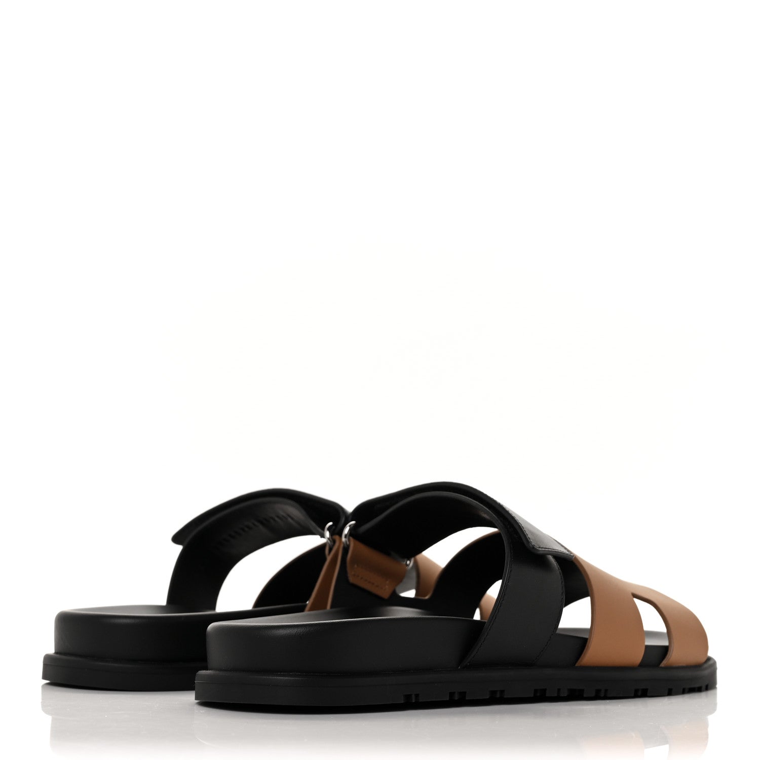 Hermes Calfskin Mens Chypre Sandals 42 Naturel Safari Black 4 of 10
