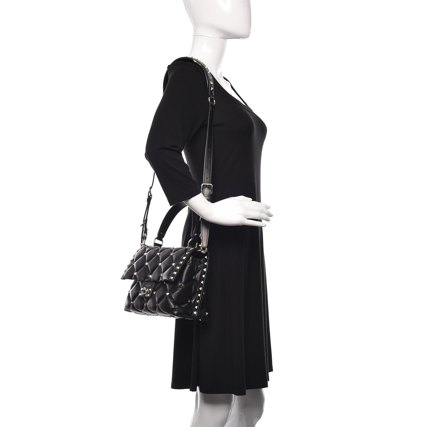 Nappa Medium Candystud Top Handle Bag Black