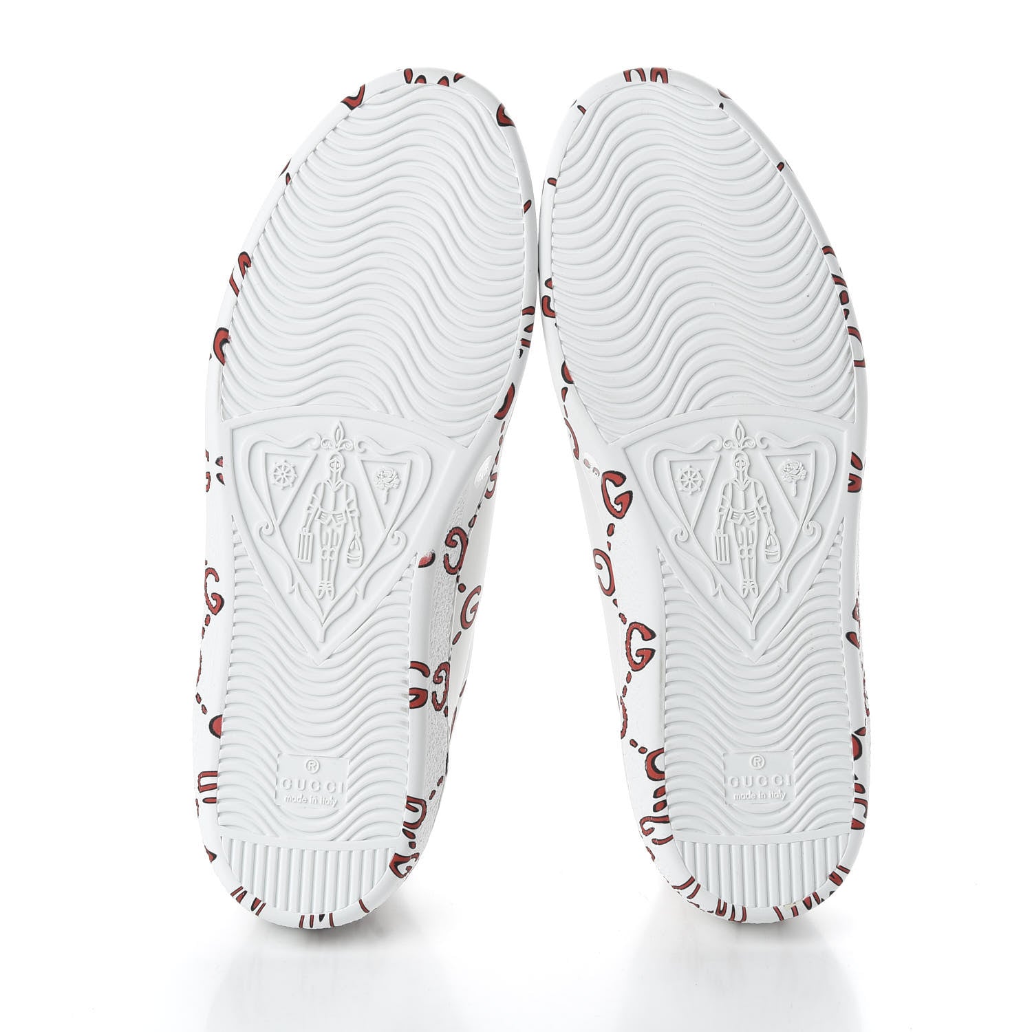 Gucci Calfskin GucciGhost Print Mens Ace Sneakers 8.5 White Hibiscus Red 6 of 10