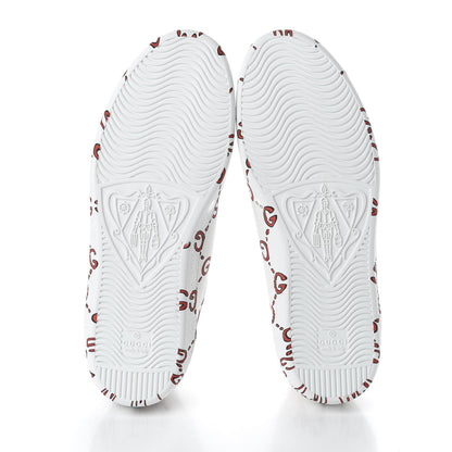 Gucci Calfskin GucciGhost Print Mens Ace Sneakers 8.5 White Hibiscus Red 6 of 10