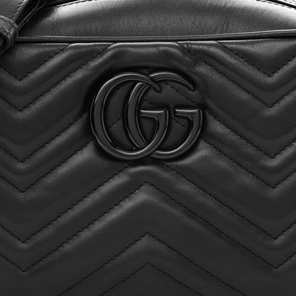 Gucci Calfskin Matelasse Monochrome Small GG Marmont Chain Shoulder Bag Black 9 of 17