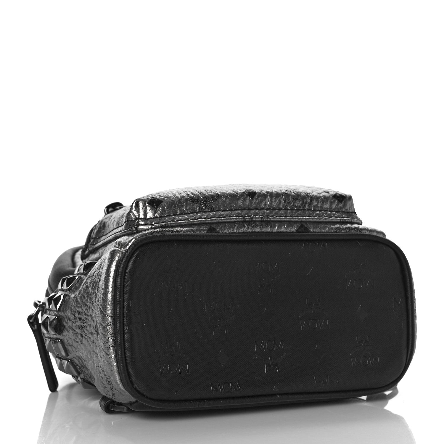 MCM Metallic Visetos Side Stud Mini Stark Backpack Silver Black 4 of 8