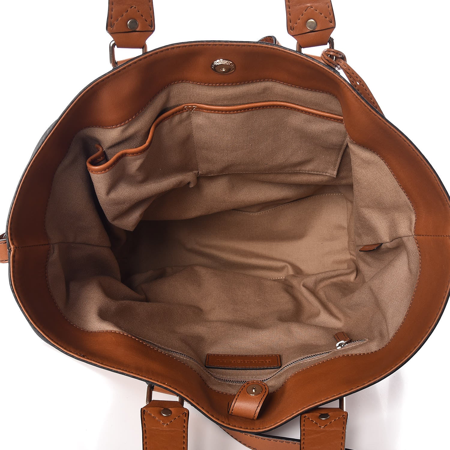 Burberry Canvas Mega Check Medium Traveler Tote Saddle Brown 6 of 11