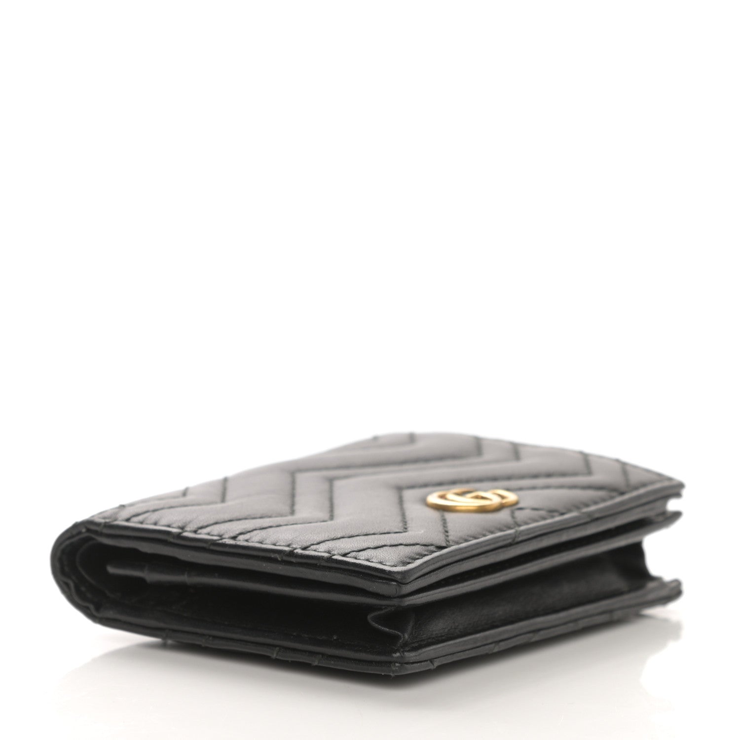 Gucci Calfskin Matelasse GG Marmont Card Case Wallet Black 4 of 10