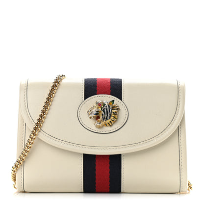 Gucci Textured Calfskin Web Mini Rajah Slim Flap Shoulder Bag Mystic White 1 of 11