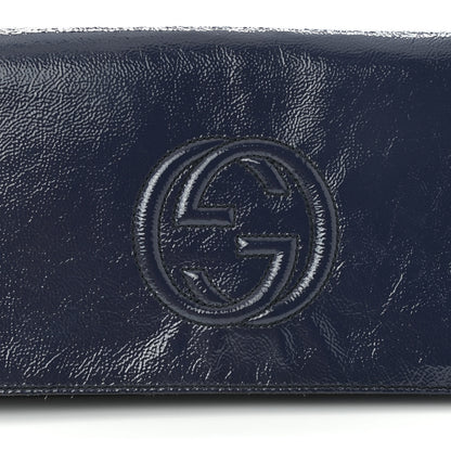 Gucci Soft Patent Medium Soho Clutch Uniform Blue 9 of 10