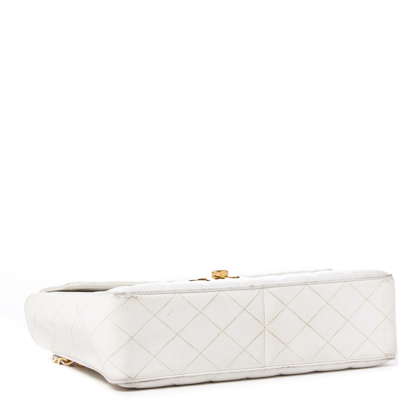 Caviar Quilted Jumbo Single Flap White