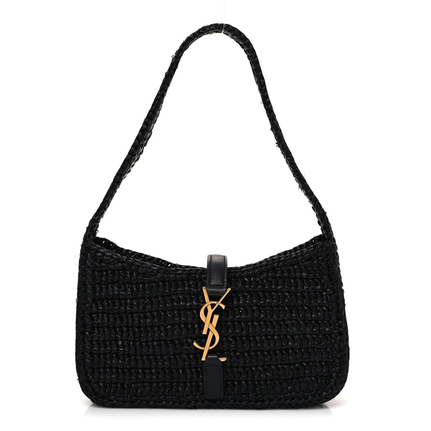 Raffia Calfskin Le 5 A 7 Mini Hobo Black Black