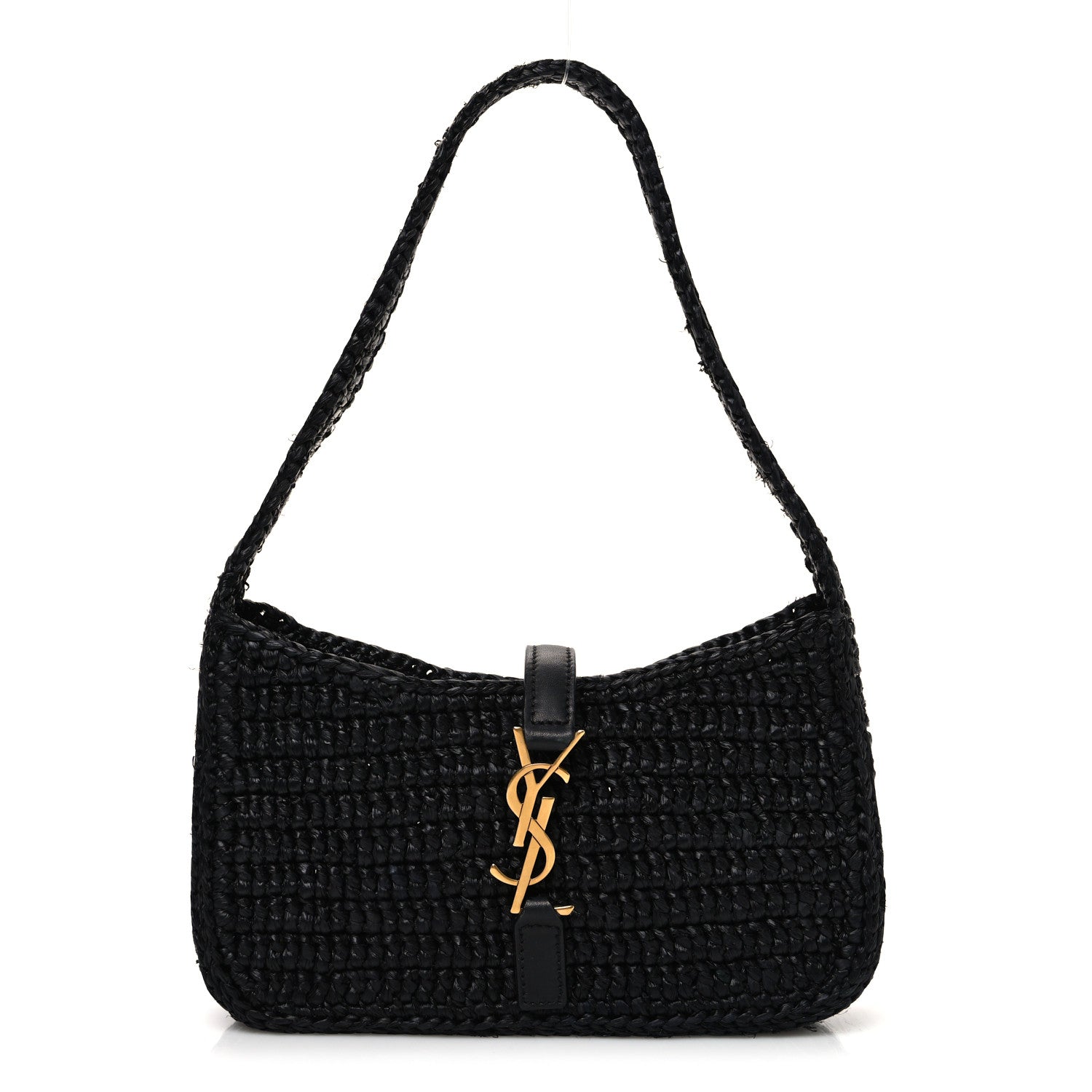 Saint Laurent Raffia Calfskin Le 5 A 7 Mini Hobo Black Black 1 of 11