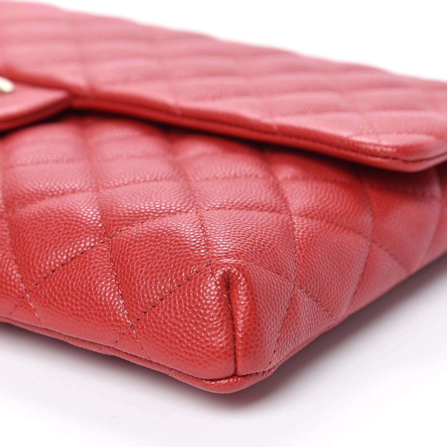 Caviar Quilted Flap Clutch Red