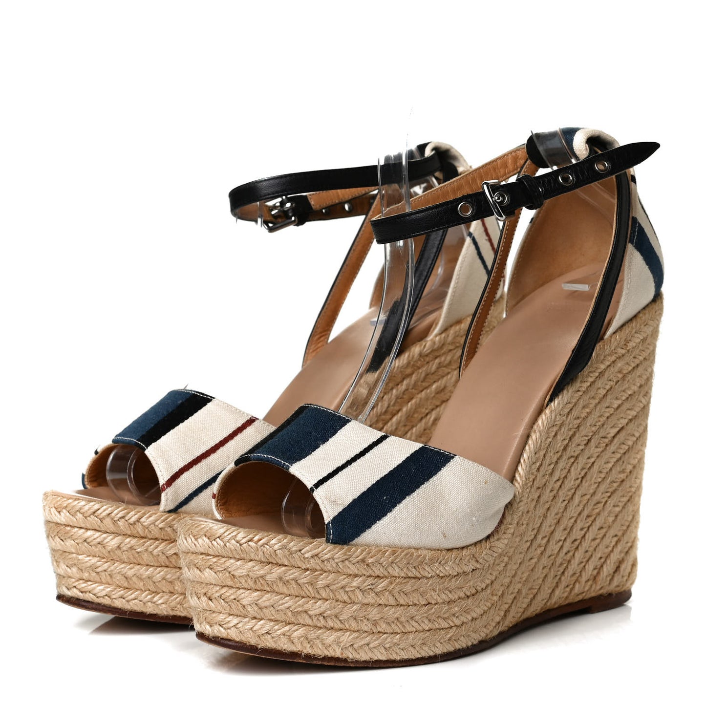 Canvas Striped Espadrille Wedge Sandals 39