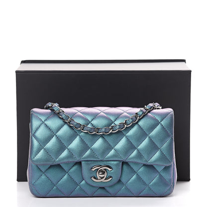 Chanel Iridescent Lambskin Quilted Mini Rectangular Flap Turquoise 10 of 10