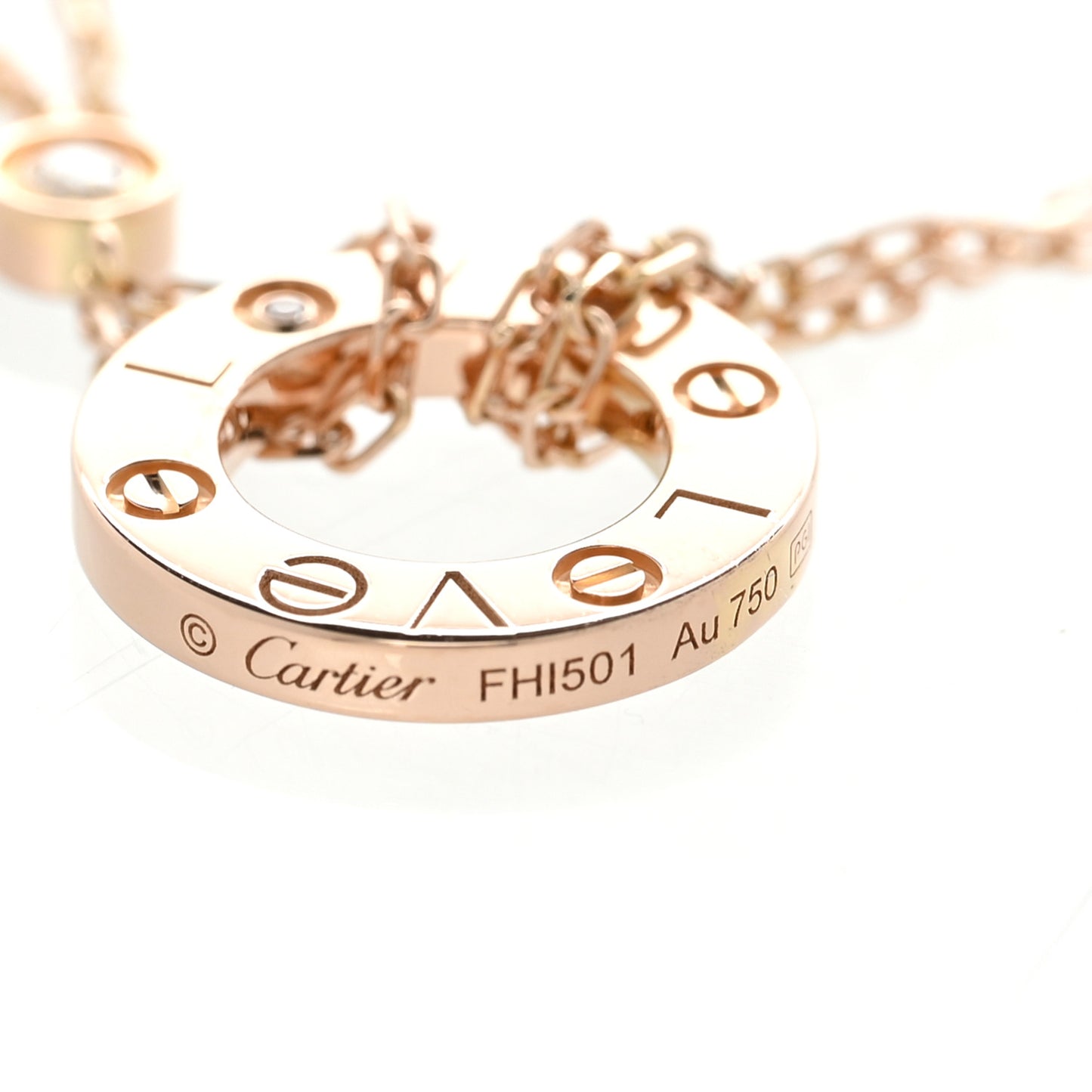18K Pink Gold 2 Diamond LOVE Necklace