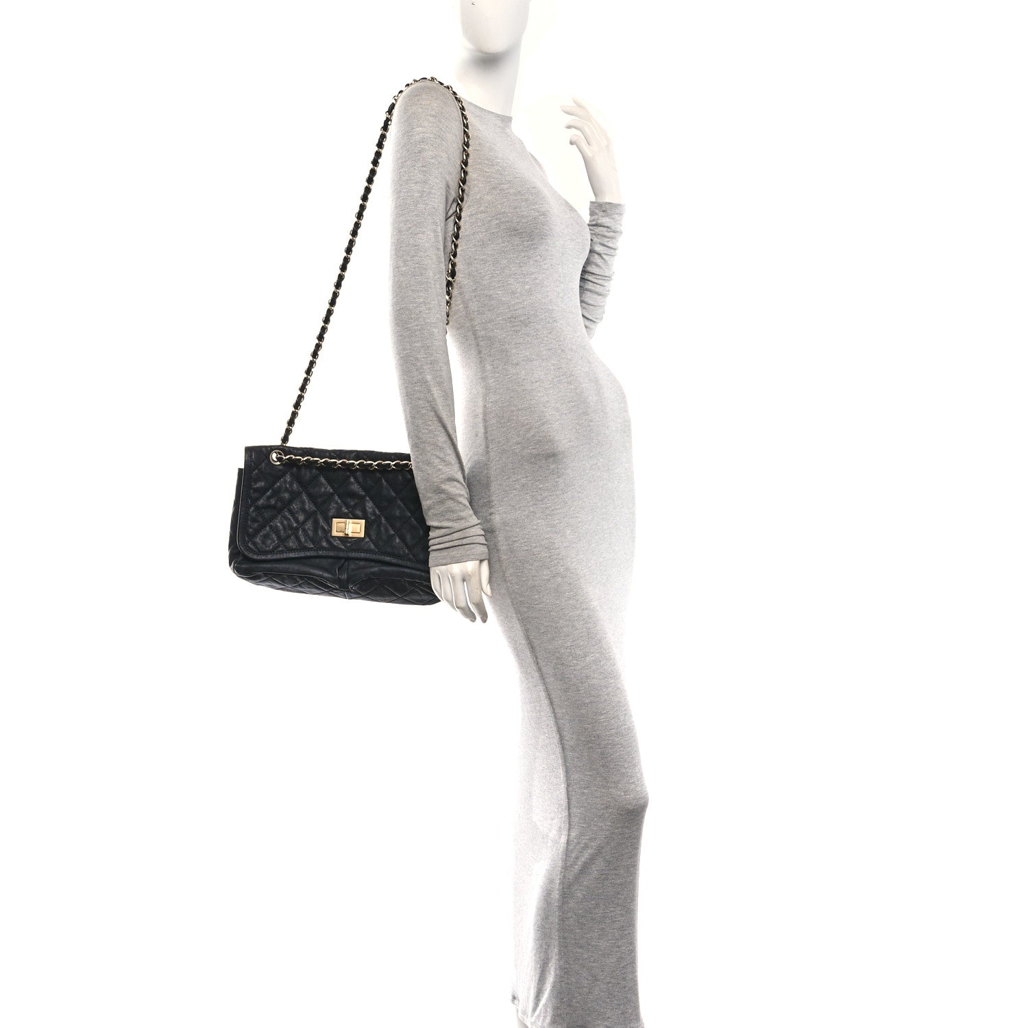 Chanel Aged Calfskin Quilted 2.55 Reissue Chain Flap Black 2 of 10