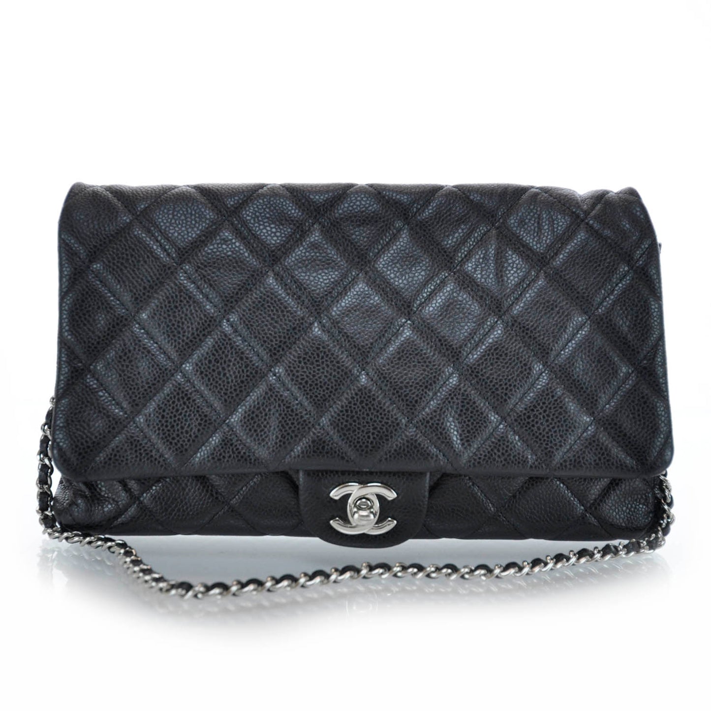 Caviar Quilted Clutch Flap Bag Black