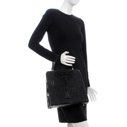Prada Shiny Crocodile Framed Bag Black 2 of 12