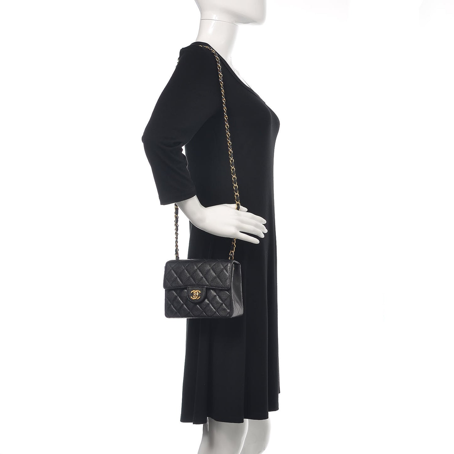 Caviar Quilted Mini Square Flap Black