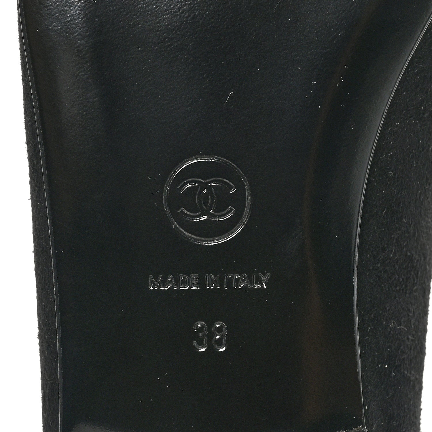 Chanel Suede Metallic Goatskin Cap Toe Ballerina Flats 38 Black Gold 8 of 10