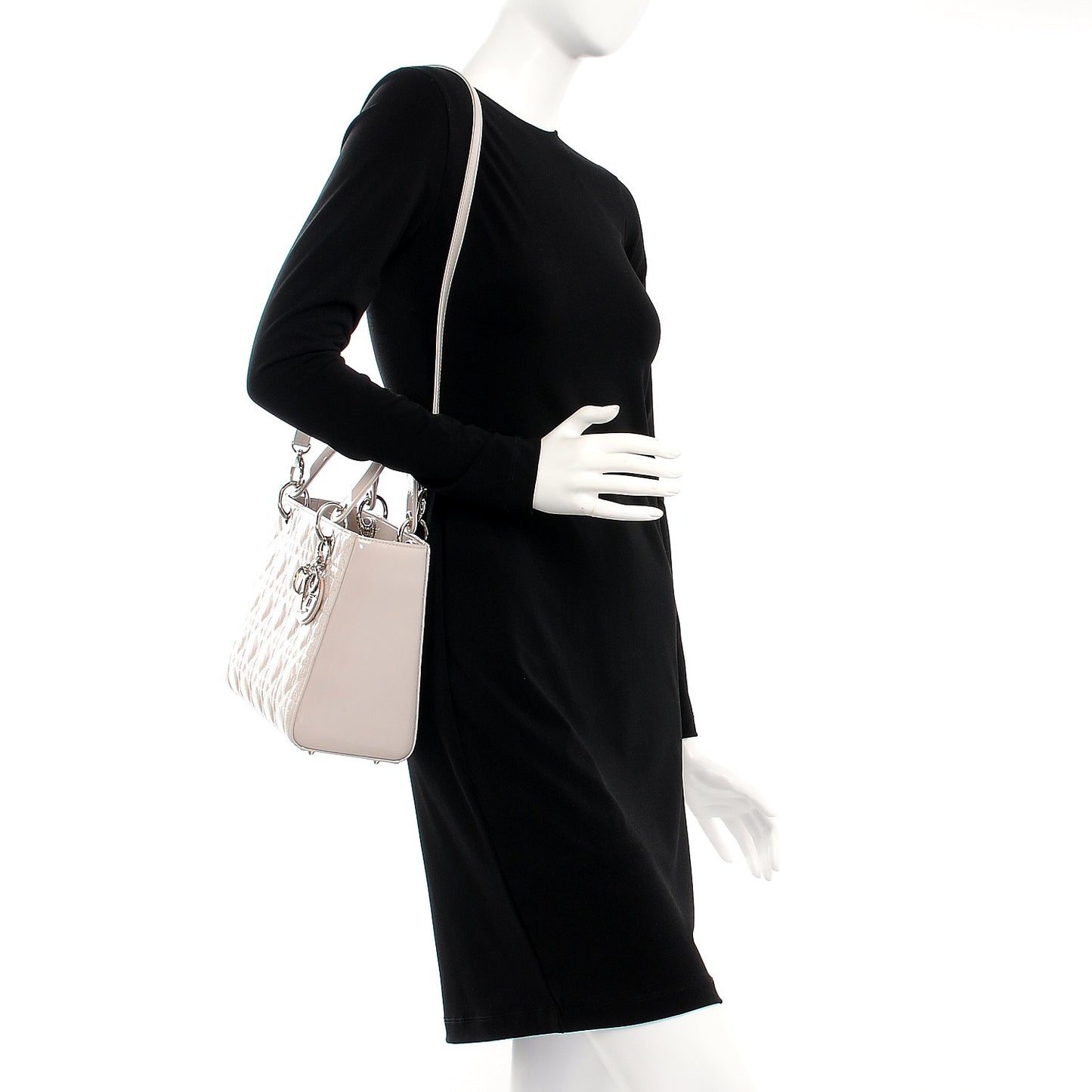 Patent Cannage Medium Lady Dior Grey