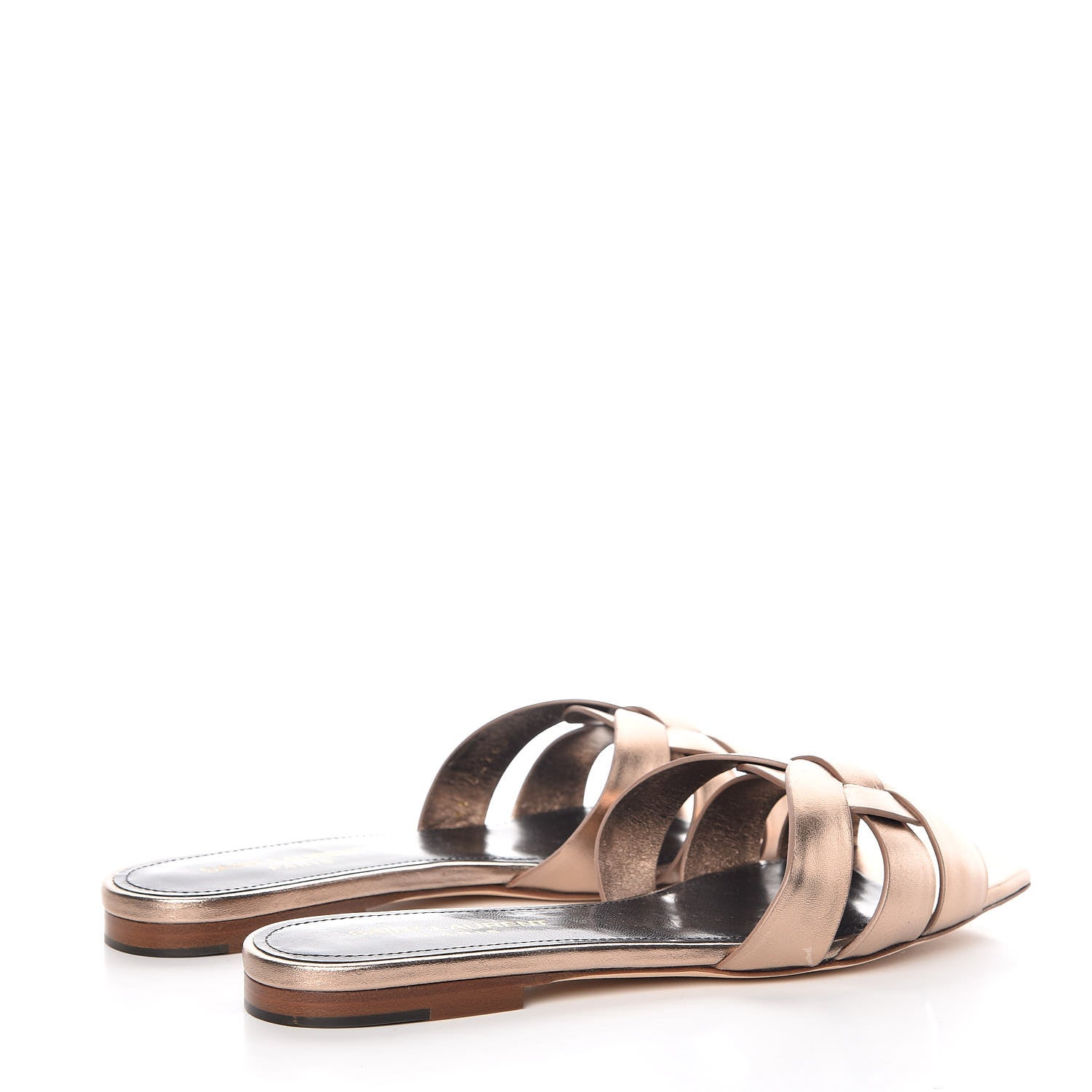 Saint Laurent Metallic Lambskin Nu Pied 05 Slide Sandals 36.5 Metal Blush 4 of 8