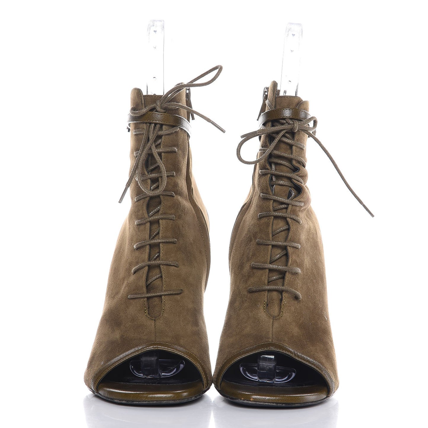 Kid Scamosciato Peep Toe Ankle Boots 40 Green
